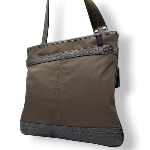 Coach Mini Signature Shoulder Bag/Crossbody Bag in Brown Nylon and Leather, F...